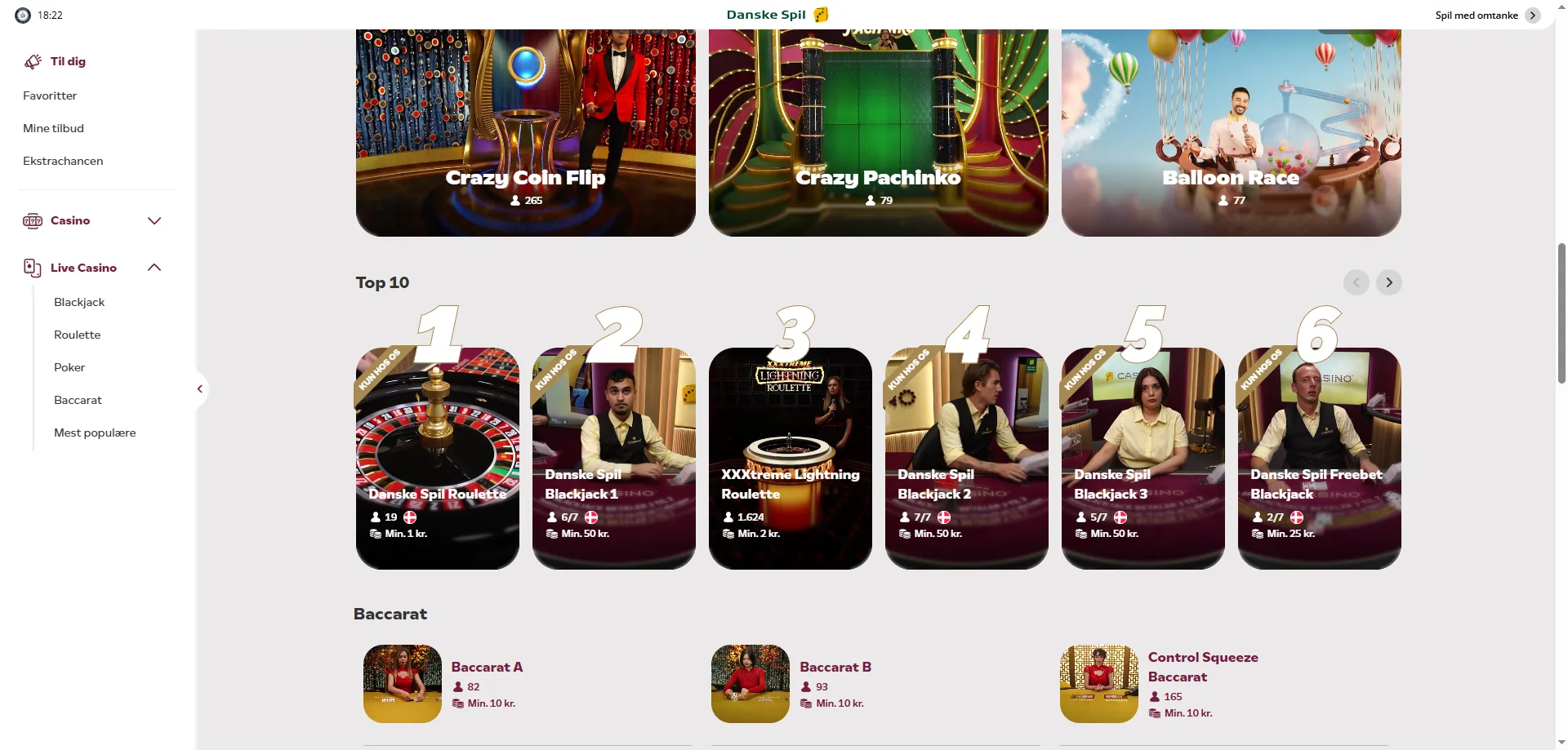 DanskeSpil live casino – professionelle dealere, roulette og blackjack